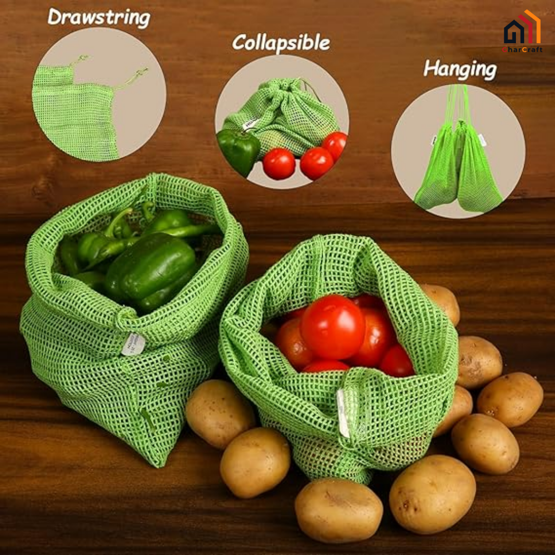 Natural Cotton Vegetables Bags For Fridge Storage - Image 3