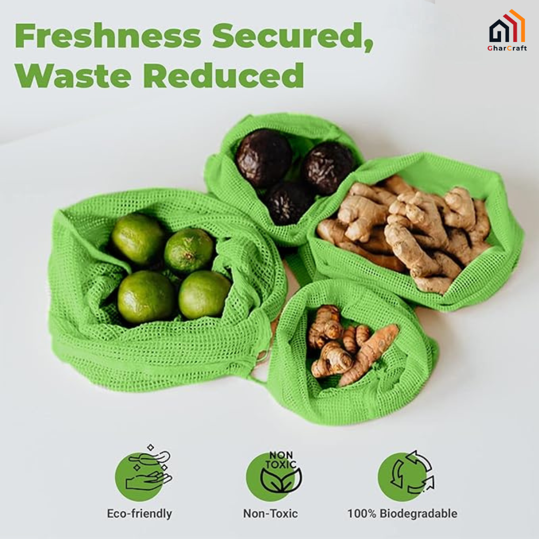 Natural Cotton Vegetables Bags For Fridge Storage - Image 5