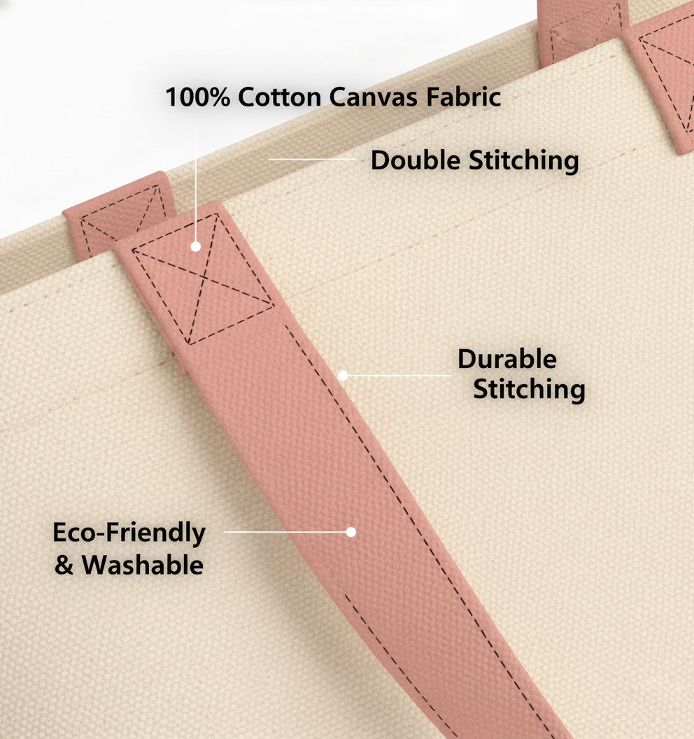 13"x15" Light Pink & Beige Tote Bag | 330 GSM - Image 2