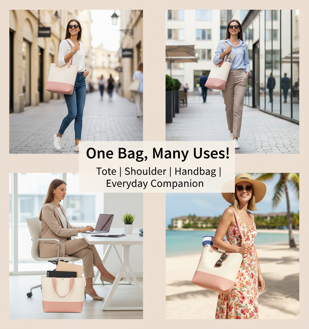 13"x15" Light Pink & Beige Tote Bag | 330 GSM - Image 5
